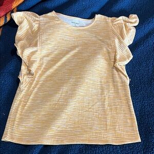 Yellow Short Sleeve Tee with Ruffled Sleeves